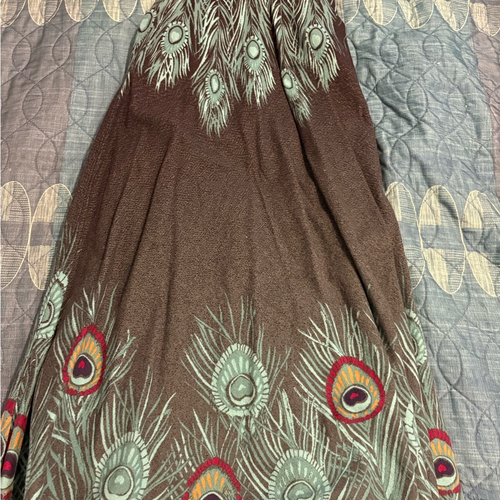 H&M Green peacock Maxi A-Line Skirt